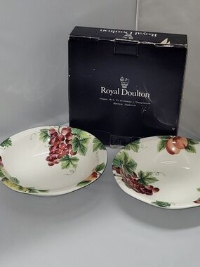 2 Royal Doulton Vintage Grape Bowls w/ Box